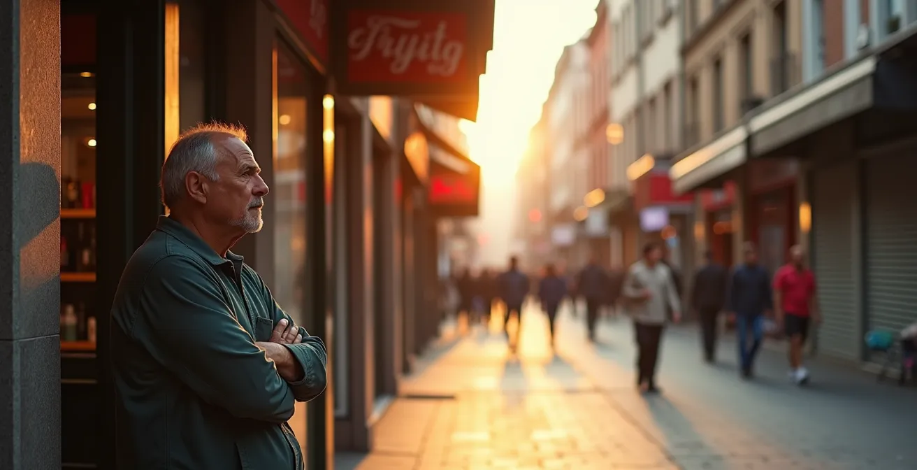 Kontrast zwischen belebter Fanzone und leeren Geschäftsstraßen während eines Turniers