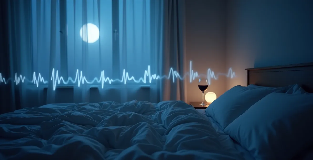 Nächtliche HRV-Kurve zeigt Störung durch Alkoholkonsum