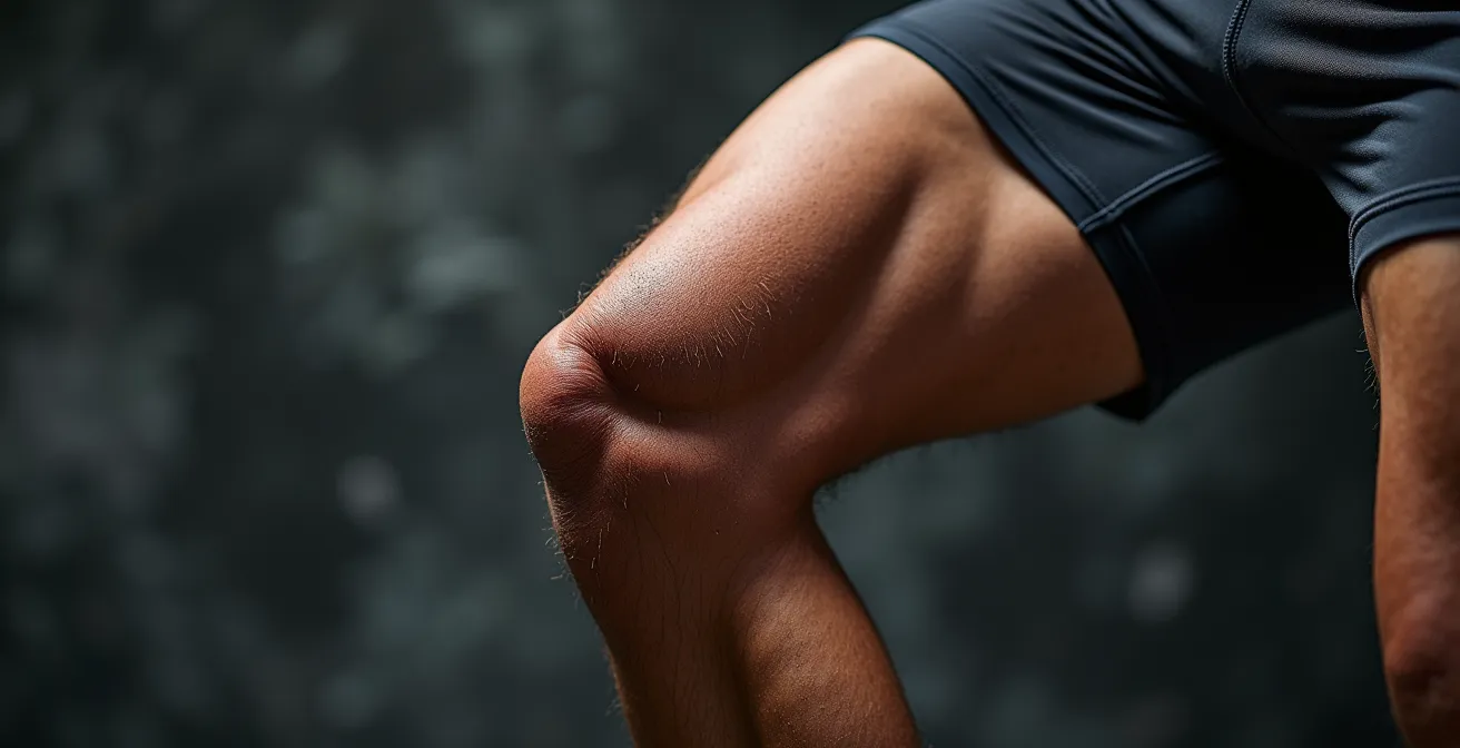 Makroaufnahme eines Kniegelenks während der Bewegung