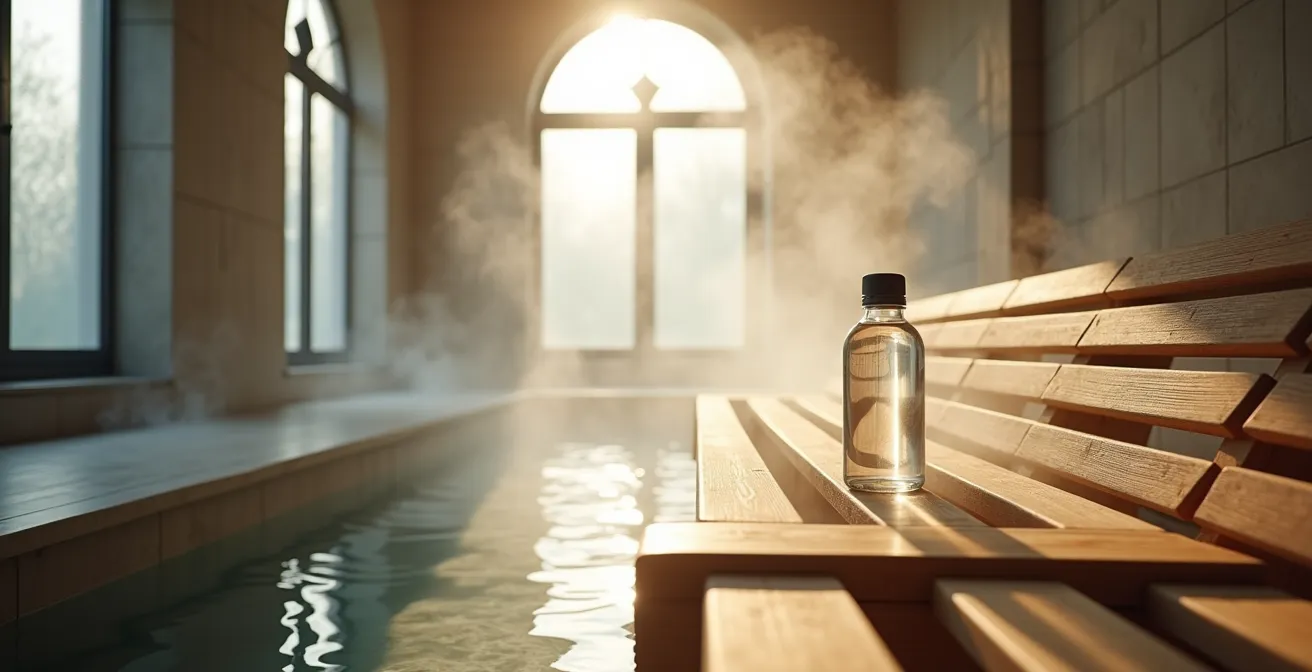 Symbolische Darstellung der Kreislaufbelastung bei zu schnellem Saunagang nach Sport