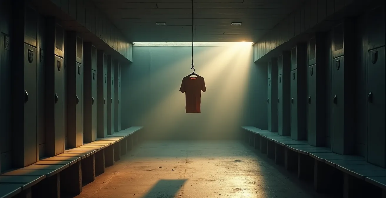 Verlassene Umkleidekabine symbolisiert das Ende einer Sportkarriere