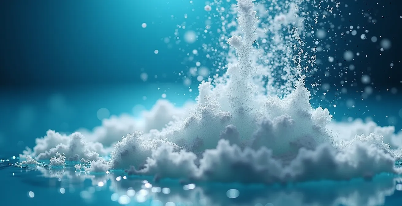 Mikroskopaufnahme von Fleece-Fasern die sich beim Waschen lösen