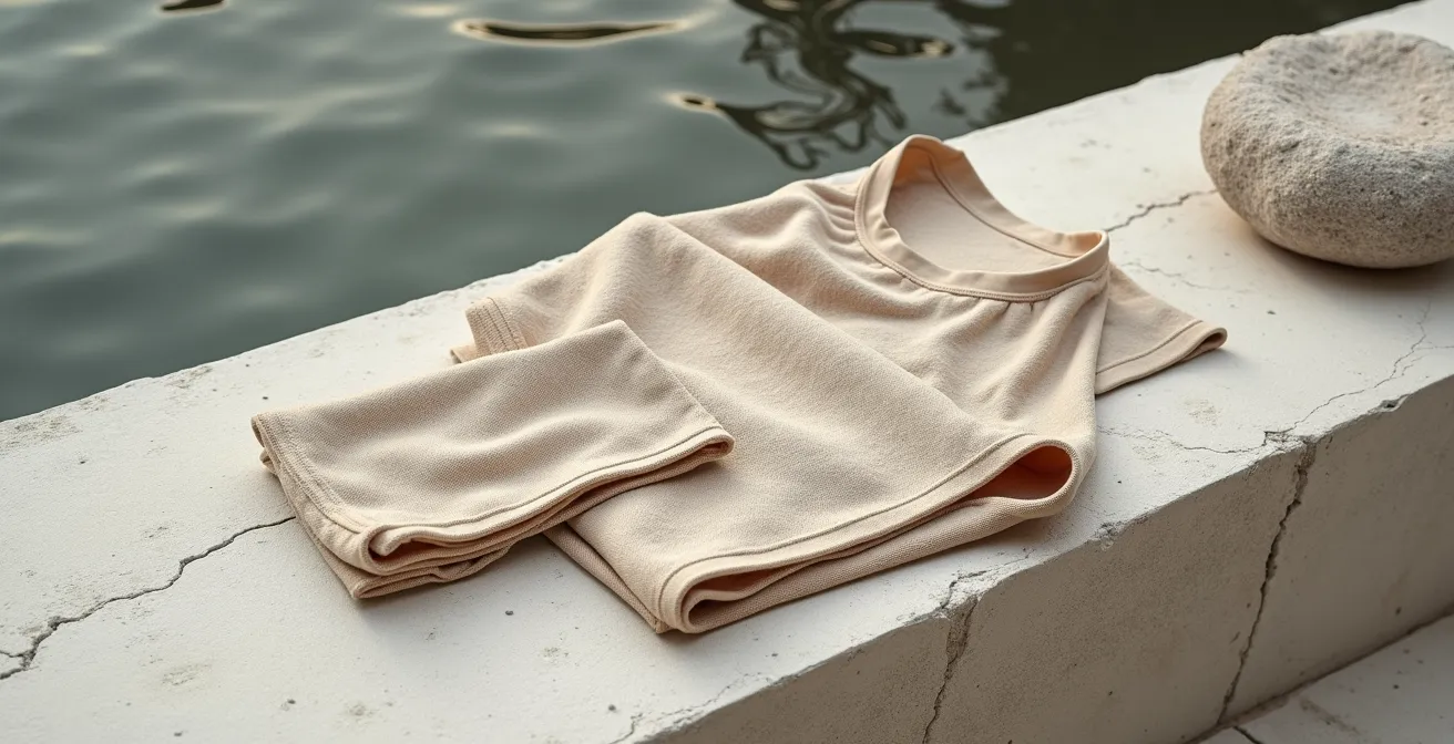 Nahaufnahme von innovativer Sportbekleidung aus Algen-basierten Materialien