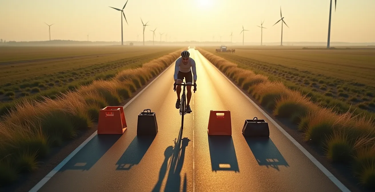 Vergleich der Stirnfläche eines Radfahrers mit Alltagsgegenständen wie einem Bierkasten