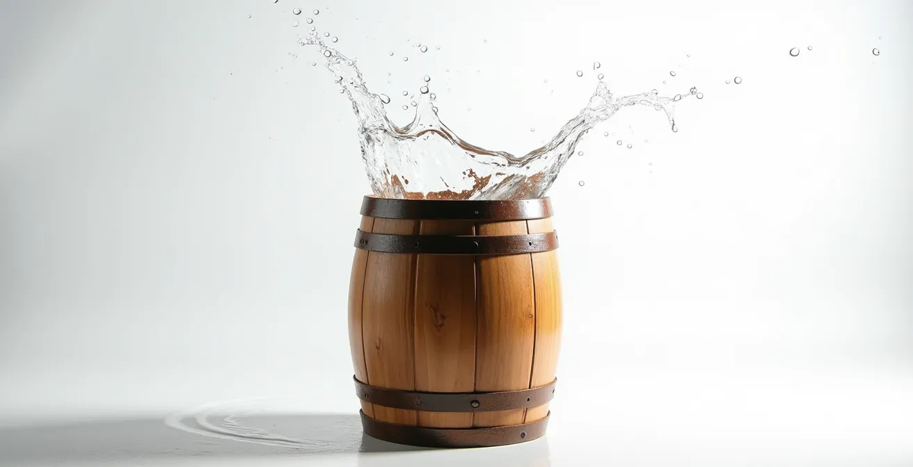 Überlaufendes Fass als Metapher für Stressakkumulation bei niedrigem HRV-Wert