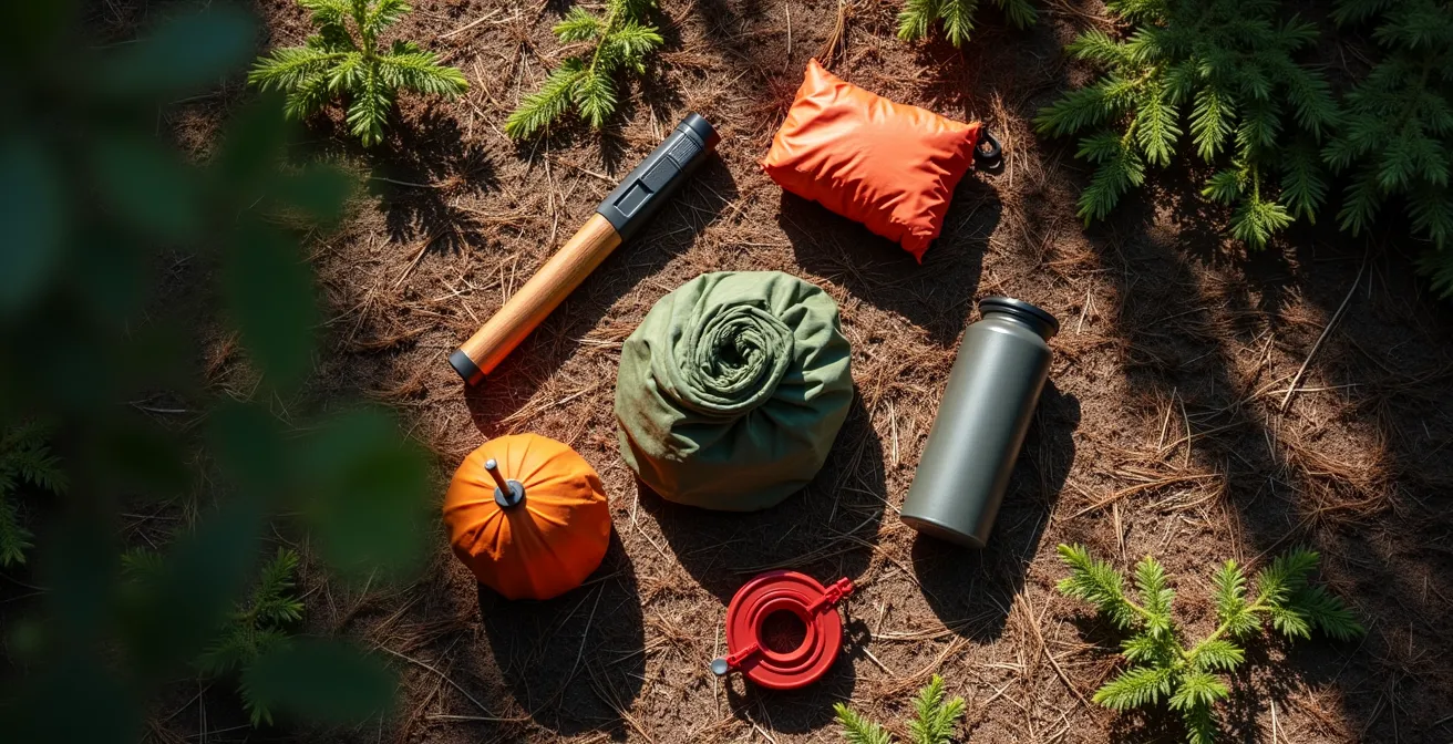 Überlebensausrüstung für Notübernachtung im deutschen Wald