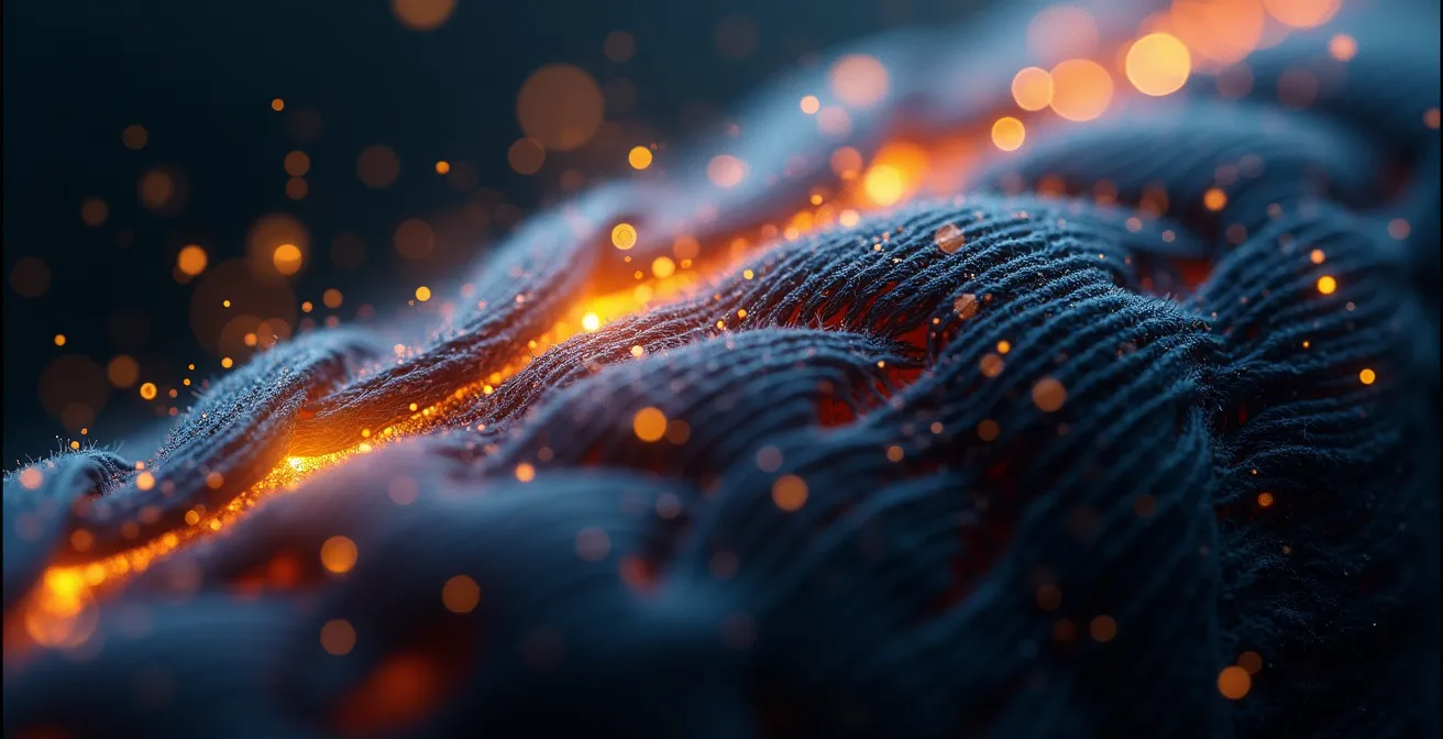 Makroaufnahme von Muskelfasern während der nächtlichen Regeneration