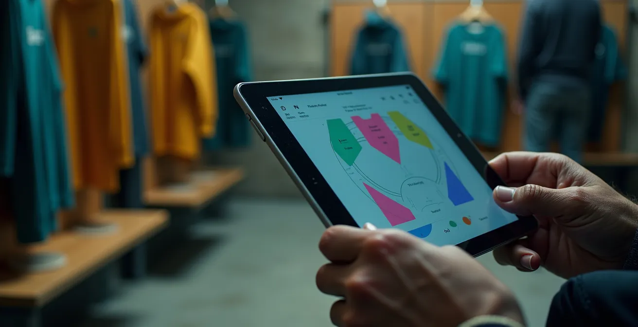 Kreisliga-Trainer zeigt Spielern Videoanalyse auf Tablet in der Kabine