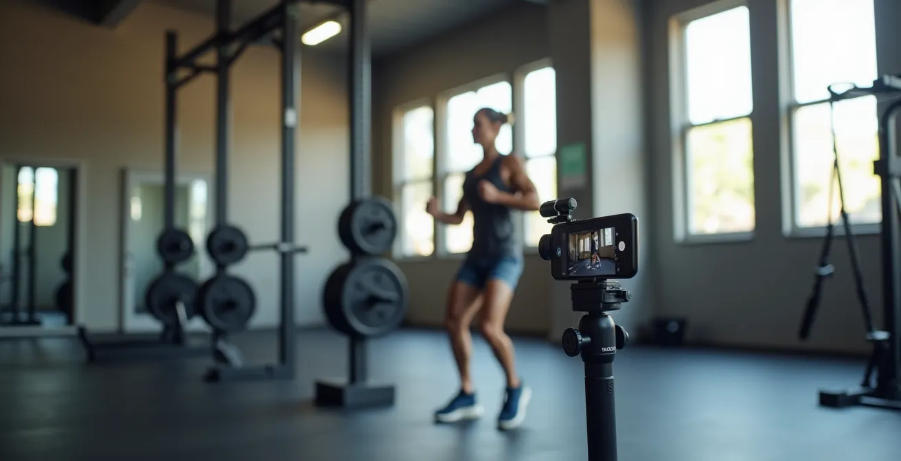 Sportler erstellt Content während des Trainings
