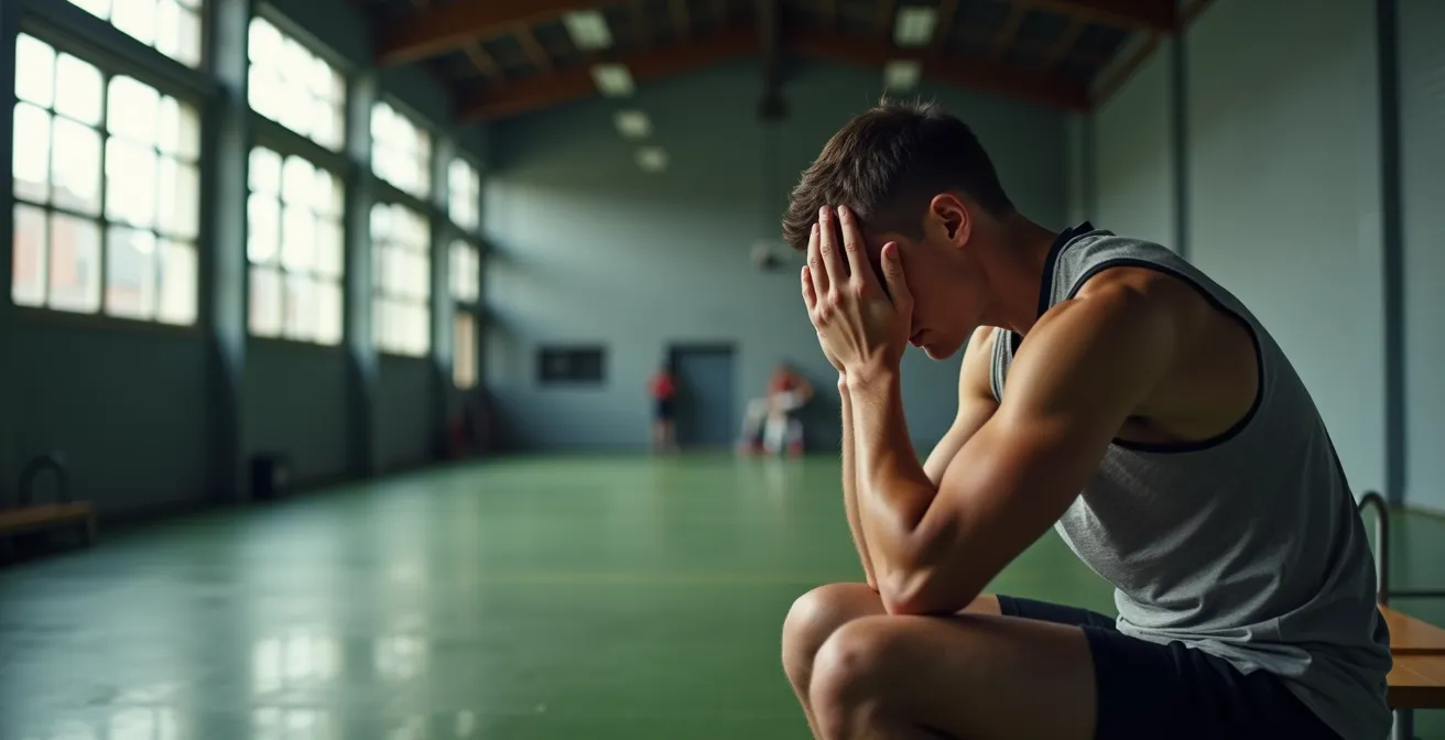 Erschöpfter Athlet zeigt Anzeichen von Koordinationsschwäche