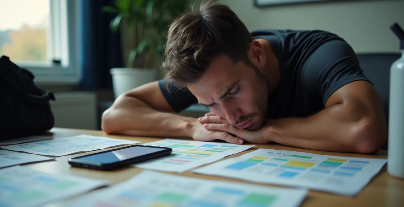 Athlet mit Smartphone und Kalender zur Dokumentation seiner Aufenthaltsorte